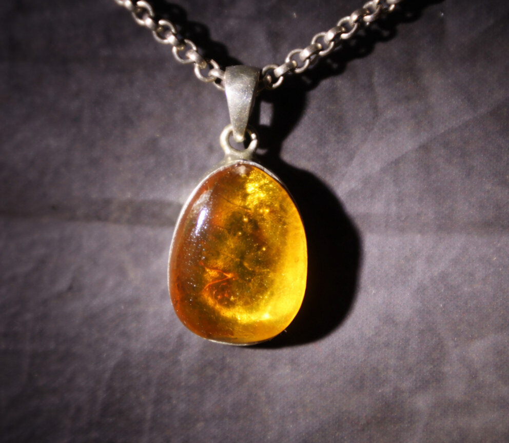 Beautiful Natural Clear Orange Amber .925 Sterling Silver Pendant 28mm – photo 9