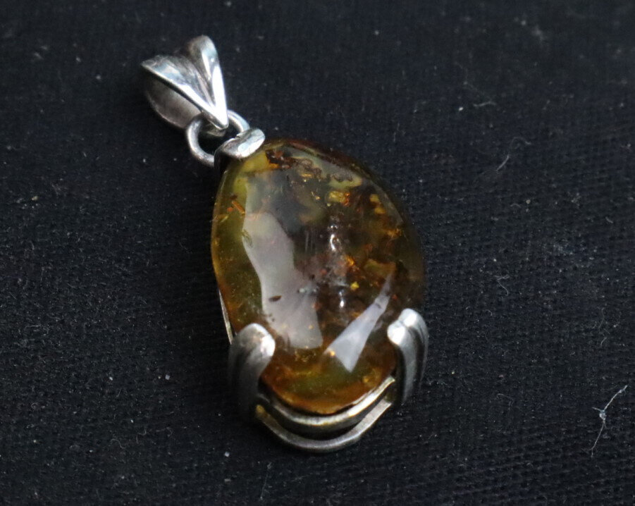 Charming Design Nat. Clear Green Orange Amber .925 Sterling Silver Pendant 35mm – photo 8