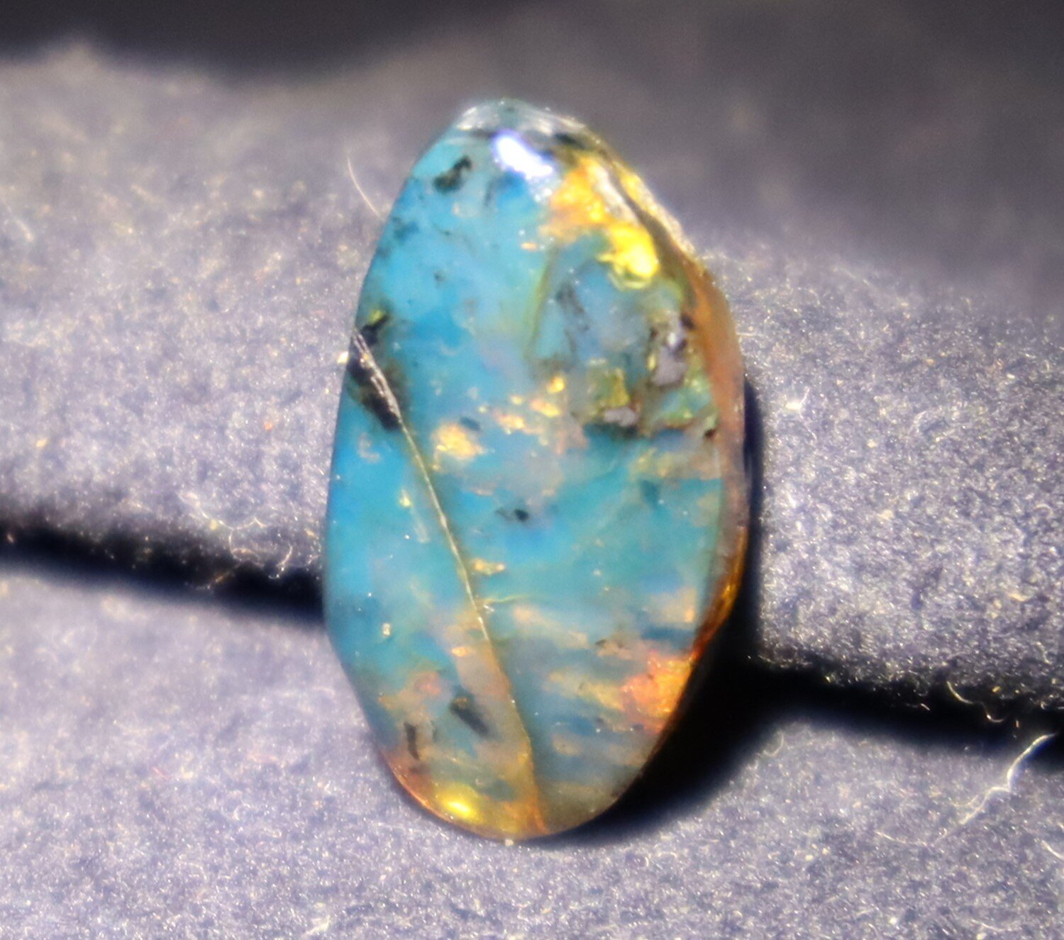 Lovely Natural Dominic. Translucent Deep Blue Amber Polished Cabochon Stone 17mm – photo 3