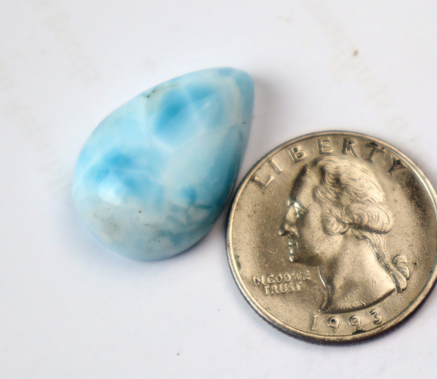 Lovely Natural Sky Blue Larimar Teardrop Cabochon 25mm – photo 3