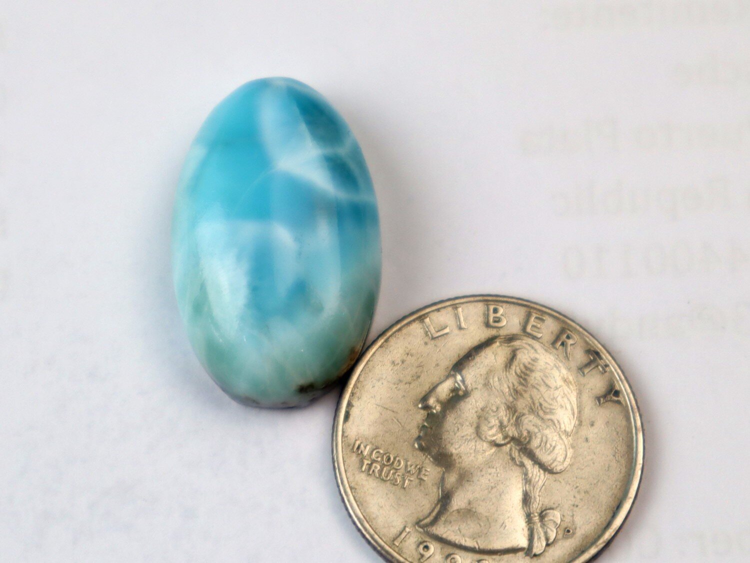 Impressive Natural Sky Blue Larimar Oval Cabochon 26mm – photo 3