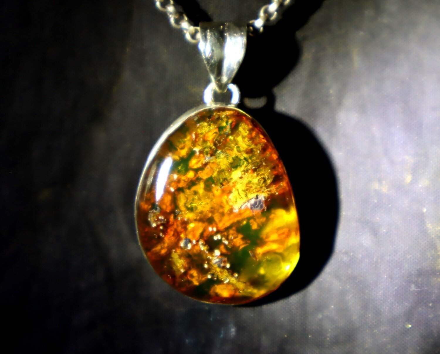 Rare Quality Golden Orange Amber 925 Sterling Silver Freeform Pendant 42mm – photo 8