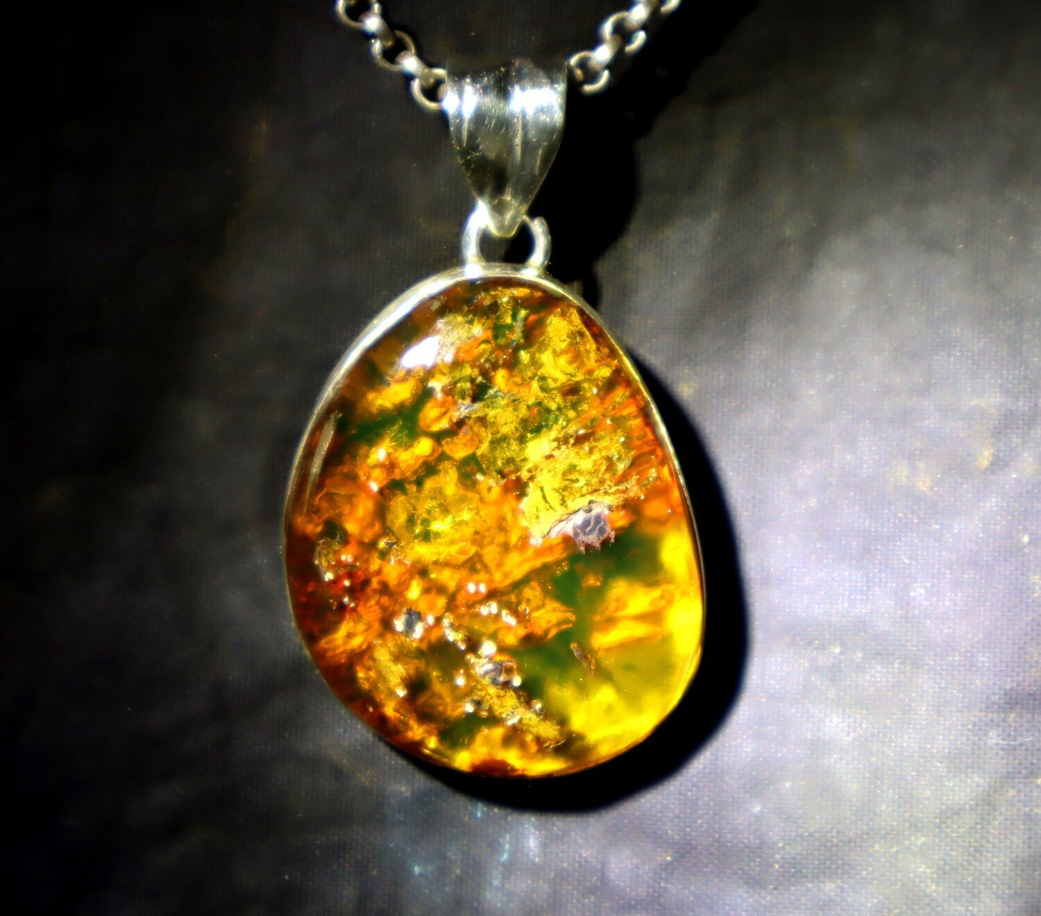 Rare Quality Golden Orange Amber 925 Sterling Silver Freeform Pendant 42mm – photo 9