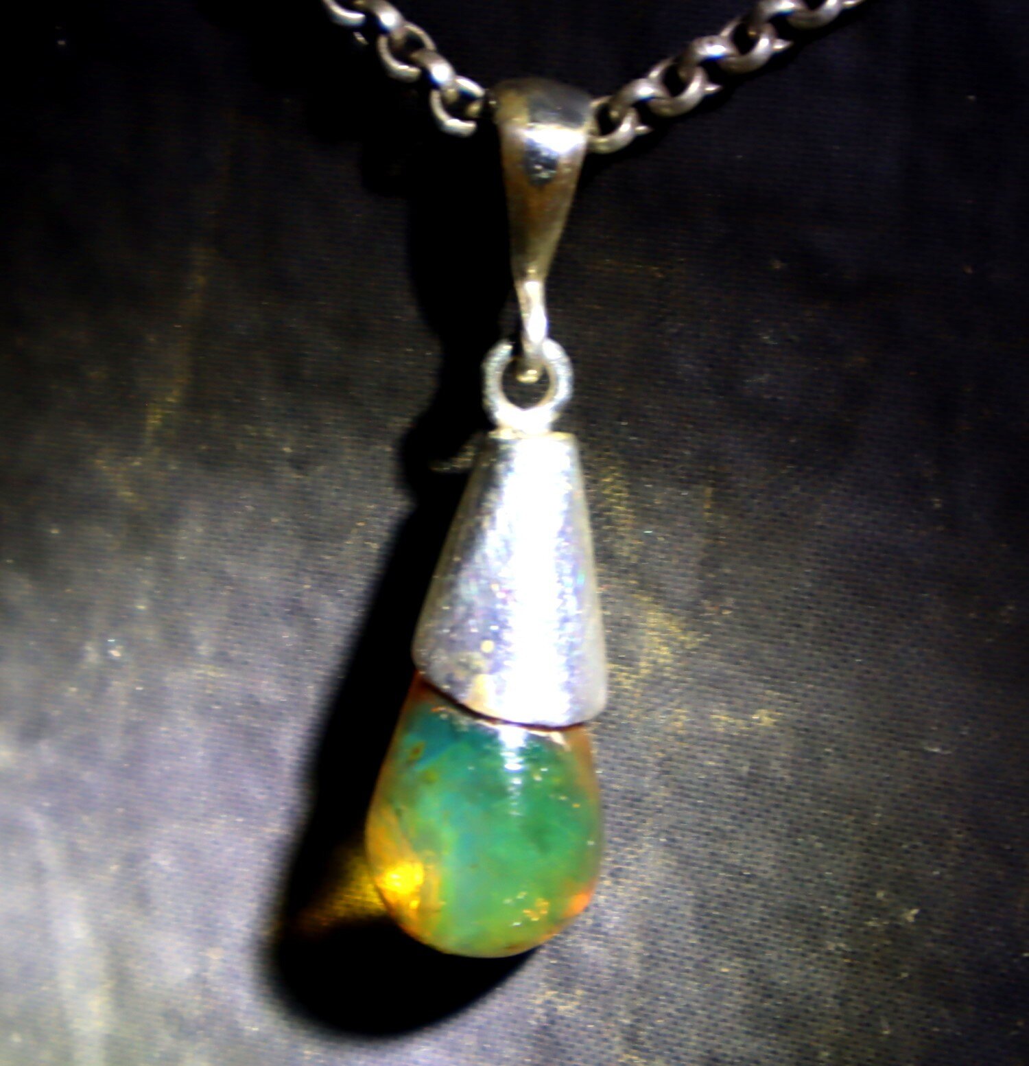 Polished Statement Deep Green Amber 925 Sterling Silver Teardrop Pendant 35mm – photo 5