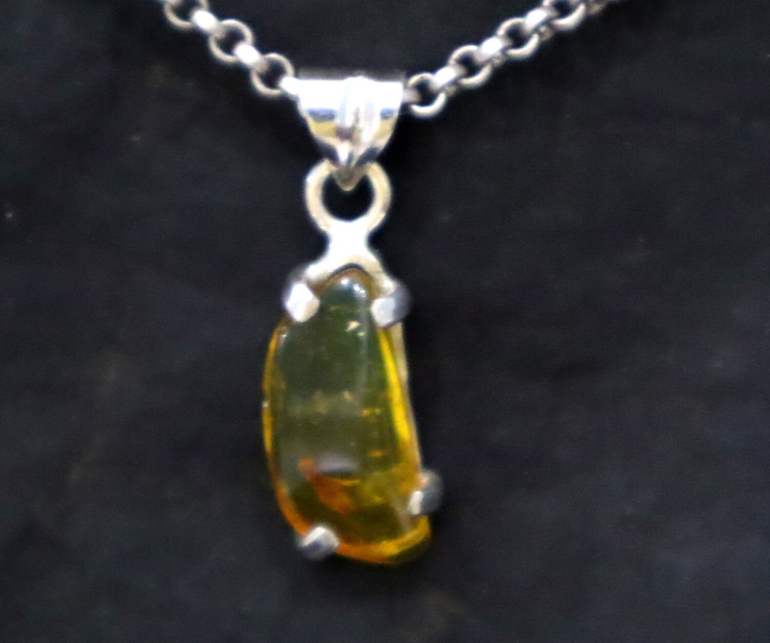 Authentic Green Blue Amber 925 Sterling Silver Freeform Pendant 29mm Fossil – photo 5