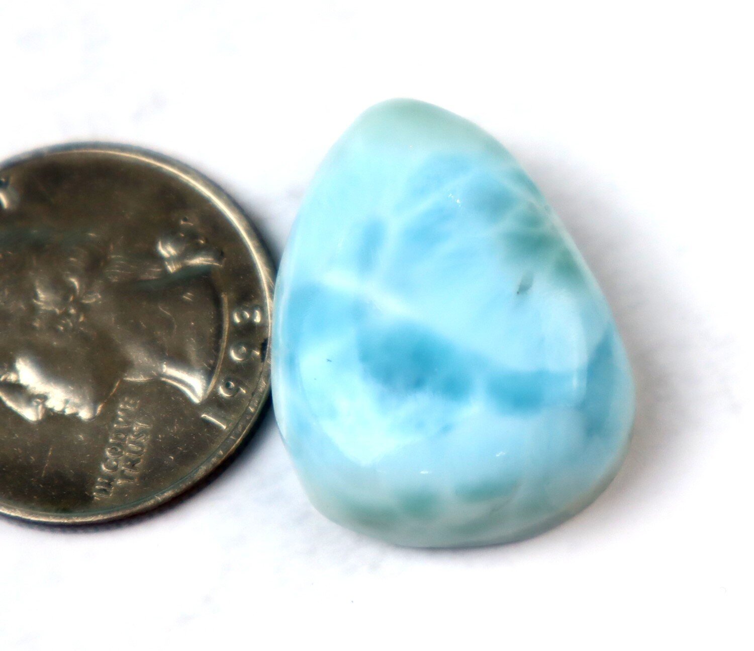Charming Design Natural Sky Blue Larimar Cabochon 26mm – photo 4