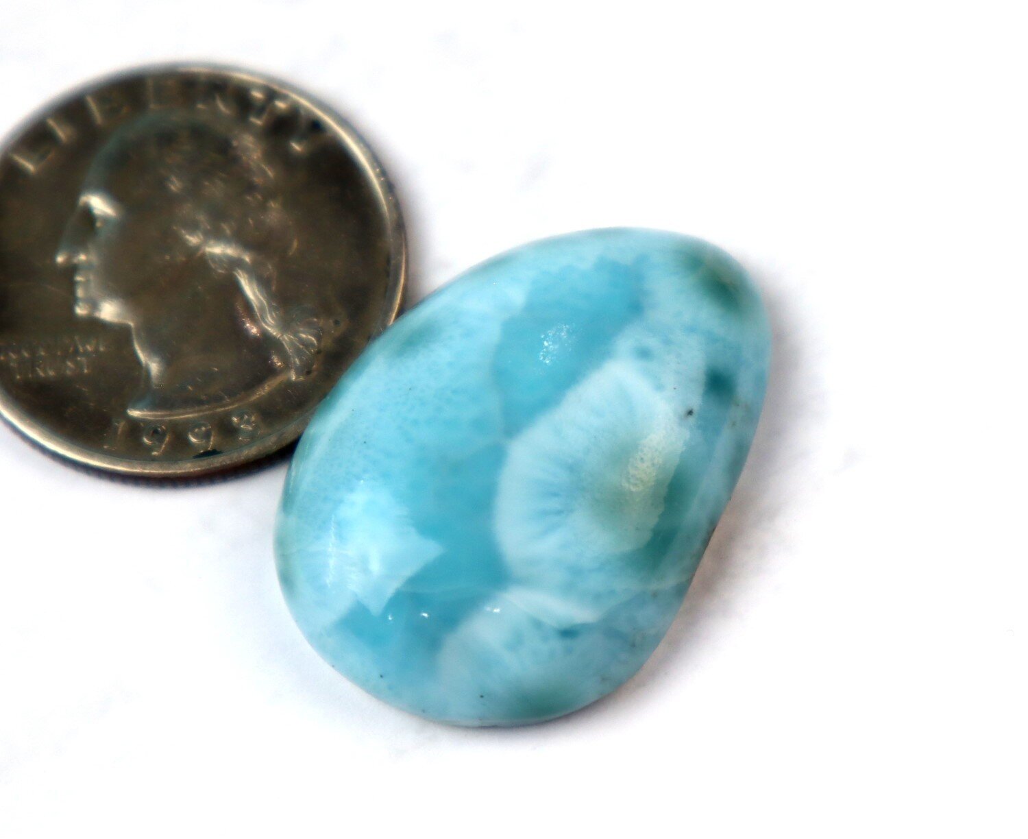 Charming Design Natural Deep Blue Larimar Cabochon 30mm – photo 5