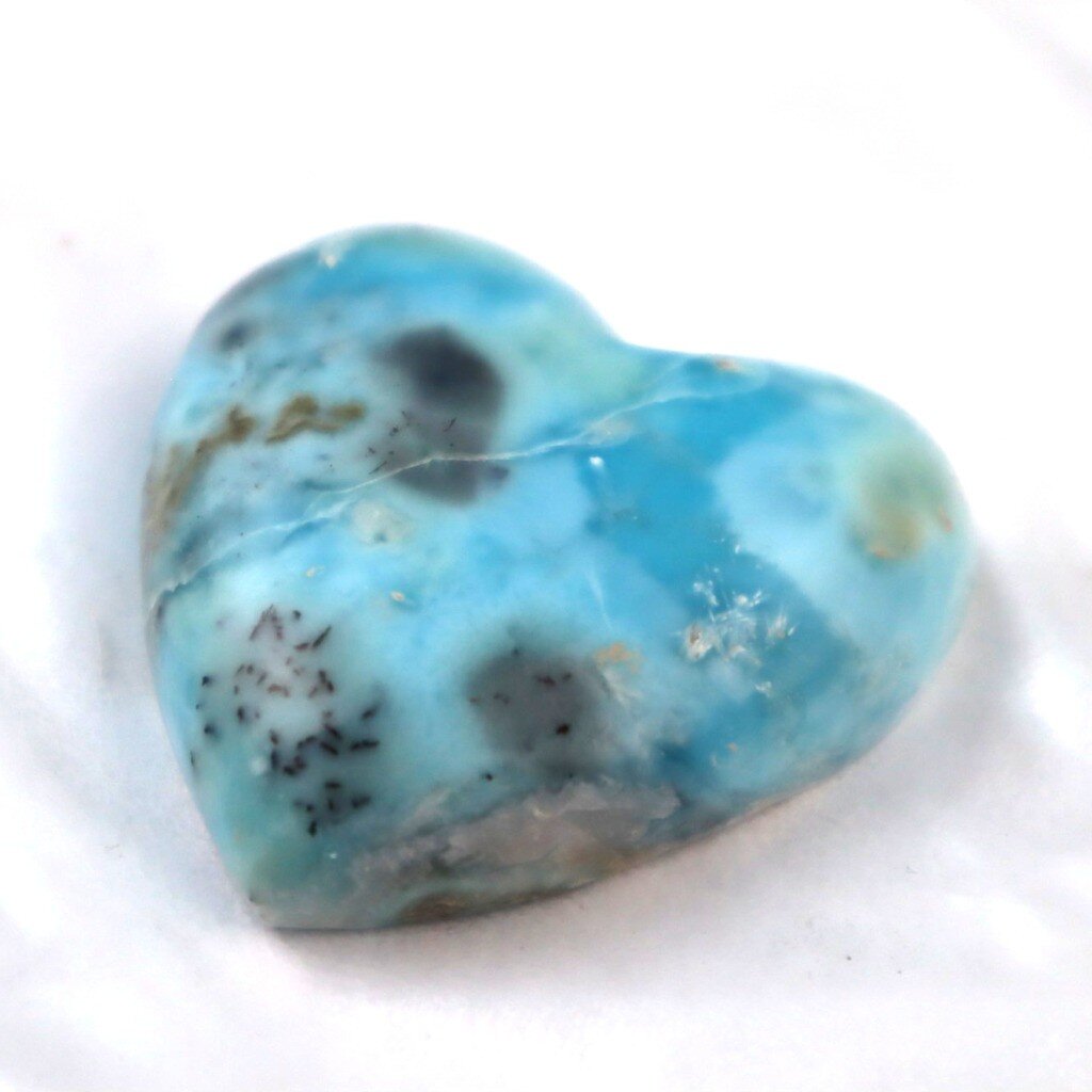 Biggest 38mm Beautiful Ocean Blue Larimar Heart Cabochon – photo 3