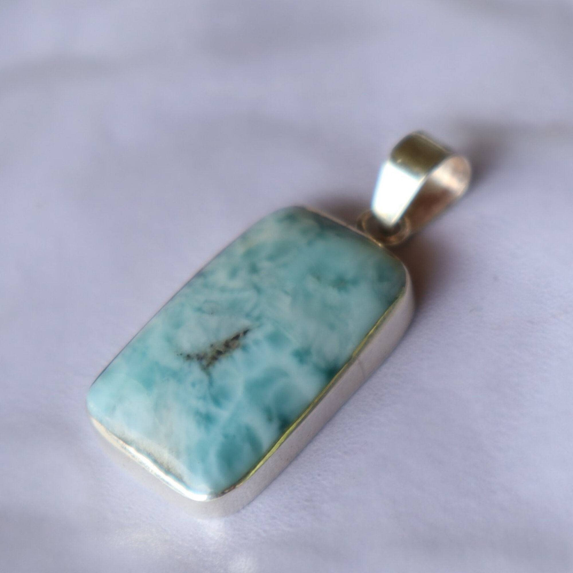 Studio Made Sky Blue Larimar 925 Sterling Silver Teardrop Pendant 30mm – photo 4