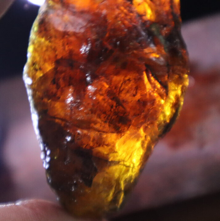 Rare Inclusions Dominican Clear Volcanic Blue Amber Rough Specimen 75mm 35.1g – photo 11