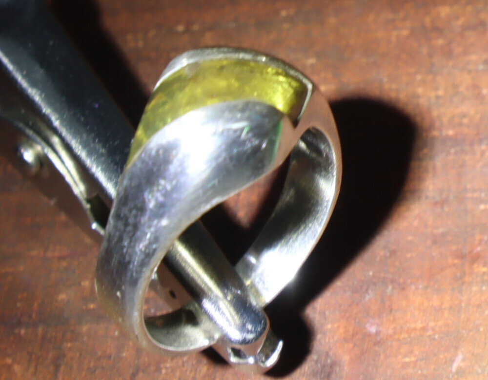 Beautiful Natural Clear Light Green Amber .925 Sterling Silver Ring #6.5 – photo 4