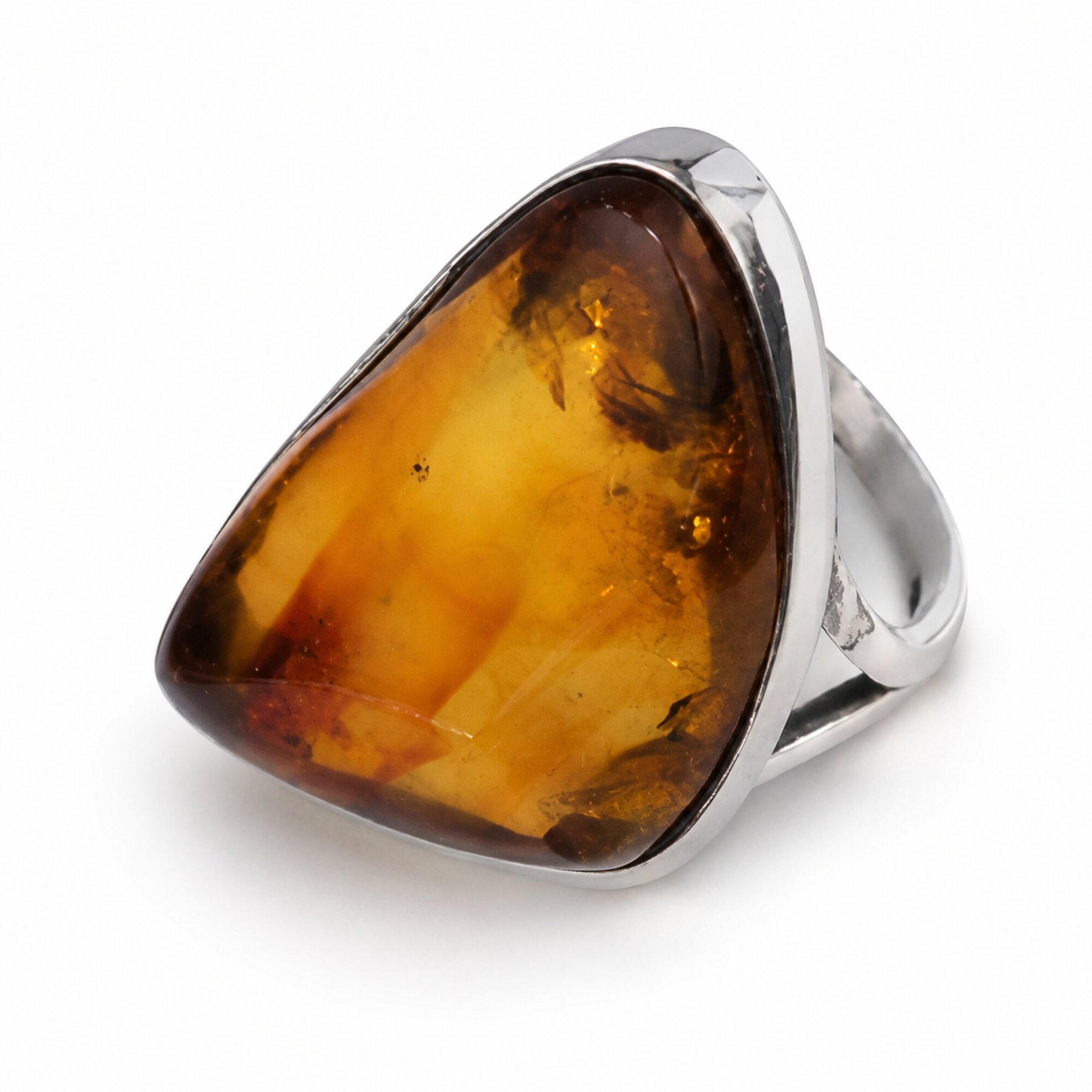 Genuine Orange Dominican Amber 925 Sterling Silver Clear Freeform Ring #7.5 – photo 4