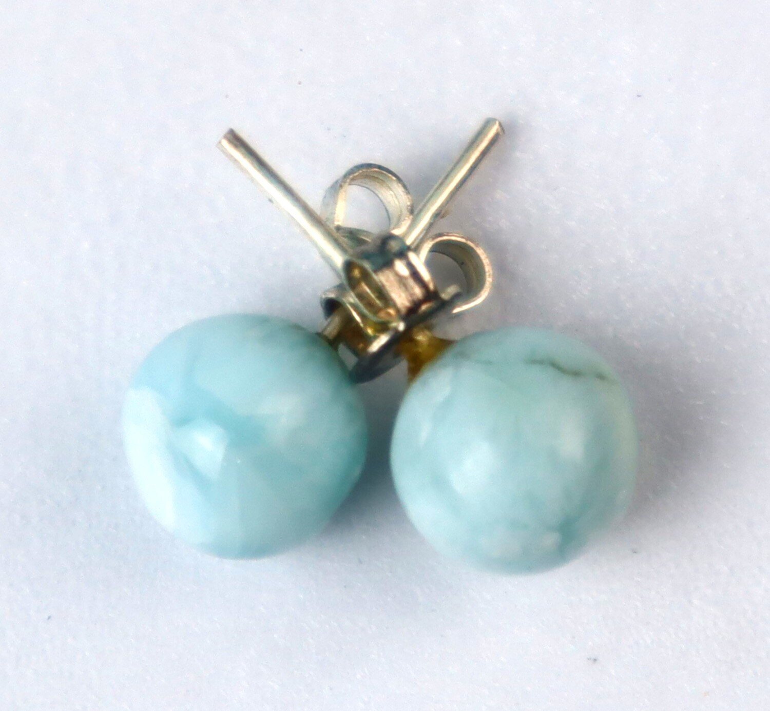 Genuine Dominican Blue Larimar Unique 925 Sterling Silver Earrings 0.4 Inch 1.9g – photo 4