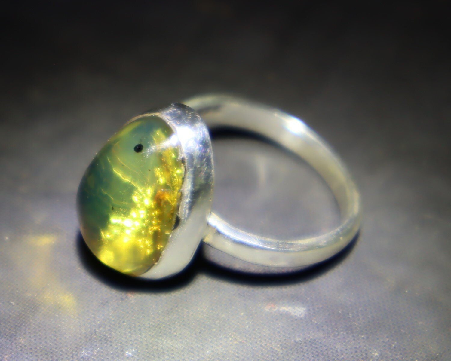 Beautiful Natural Clear Light Green Amber 925 Sterling Silver Ring free resizing – photo 7