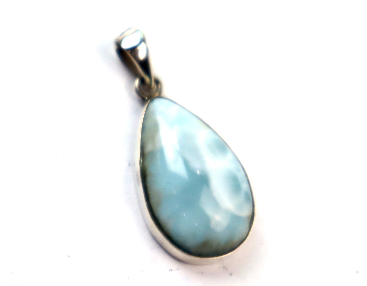 Impressive Natural Light Blue Larimar .925 Sterling Silver Pendant 33mm – photo 10