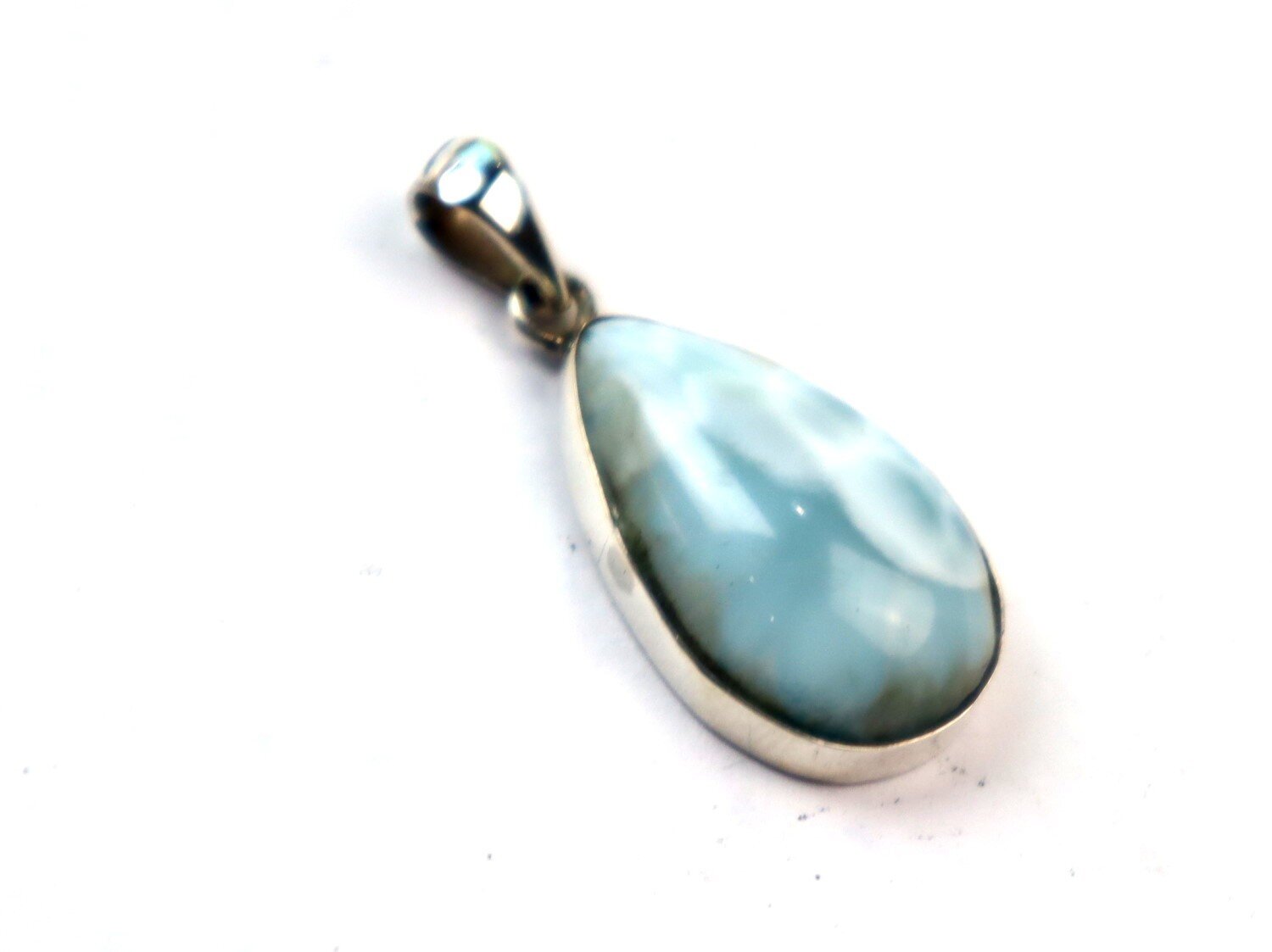 Impressive Natural Light Blue Larimar .925 Sterling Silver Pendant 33mm – photo 4