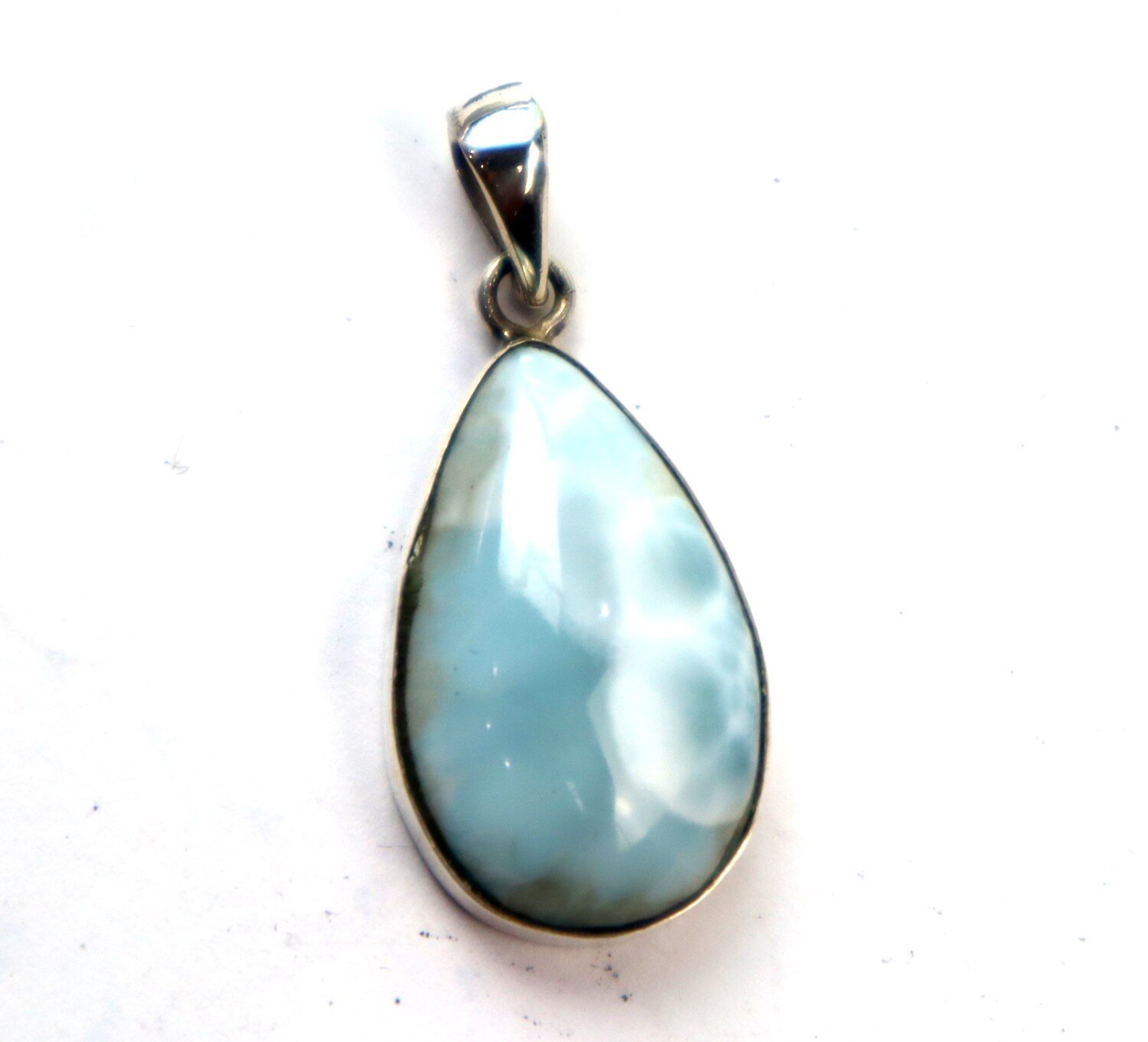 Impressive Natural Light Blue Larimar .925 Sterling Silver Pendant 33mm – photo 9