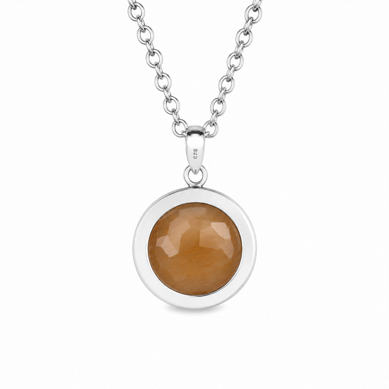 Artisan Polished Yellow Quartz 925 Sterling Silver Round Pendant 43mm – photo 3