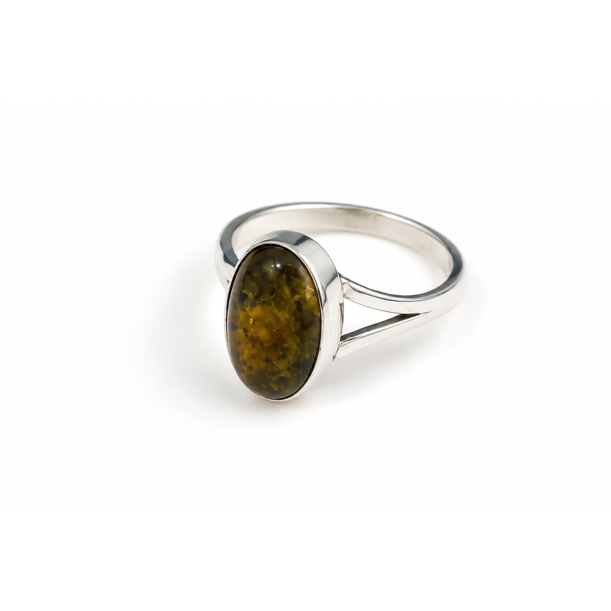 Expertly Crafted Green Orange Dominican Amber 925 Sterling Silver Clear Oval Ring #7.5 – photo 3