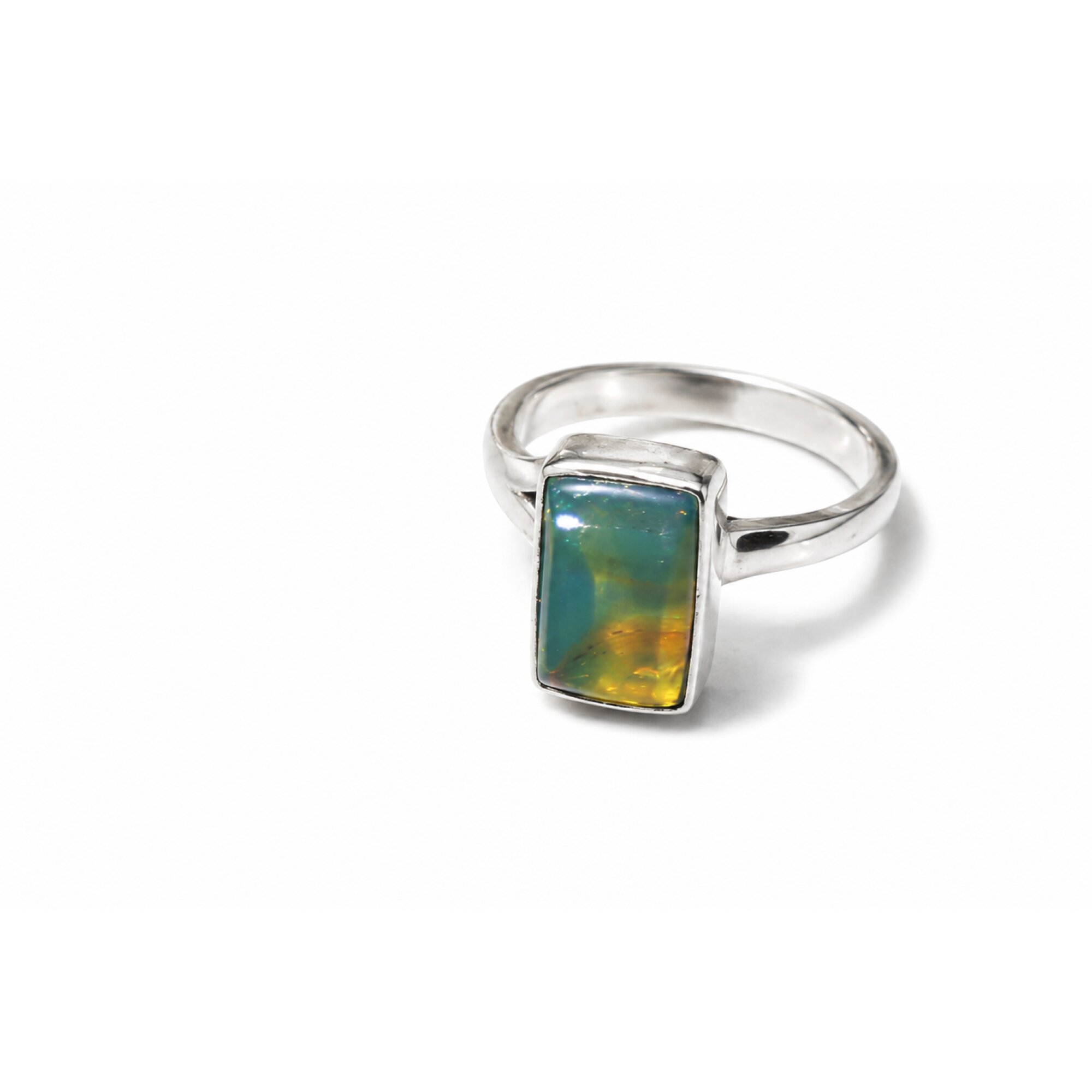 Island Crafted Turquoise Blue Dominican Amber 925 Sterling Silver Clear Rectangular Ring – photo 2