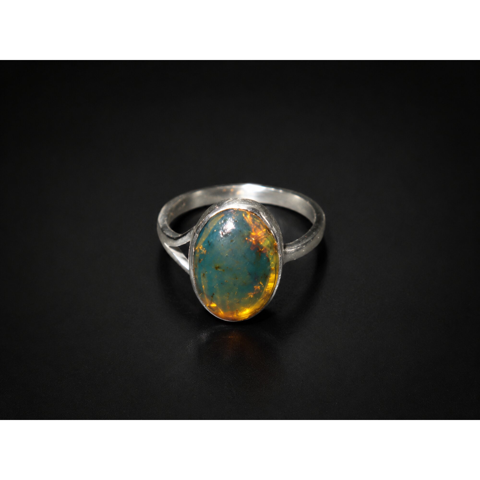 Carefully Handmade Clear Light Blue Dominican Amber 925 Sterling Silver Ring #6.25 – photo 5
