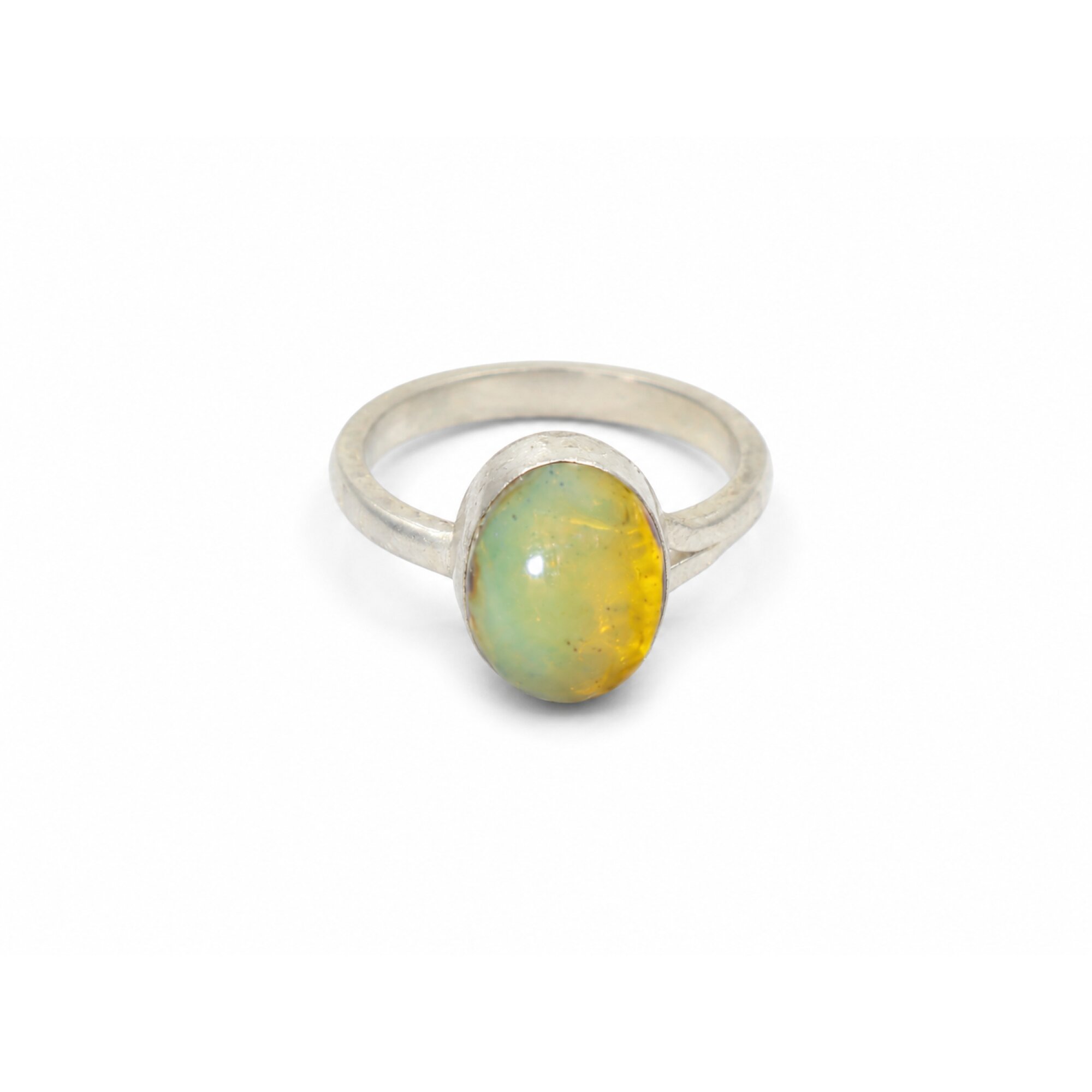 Hand Finished Clear Light Blue Dominican Amber 925 Sterling Silver Ring #5.75 – photo 3
