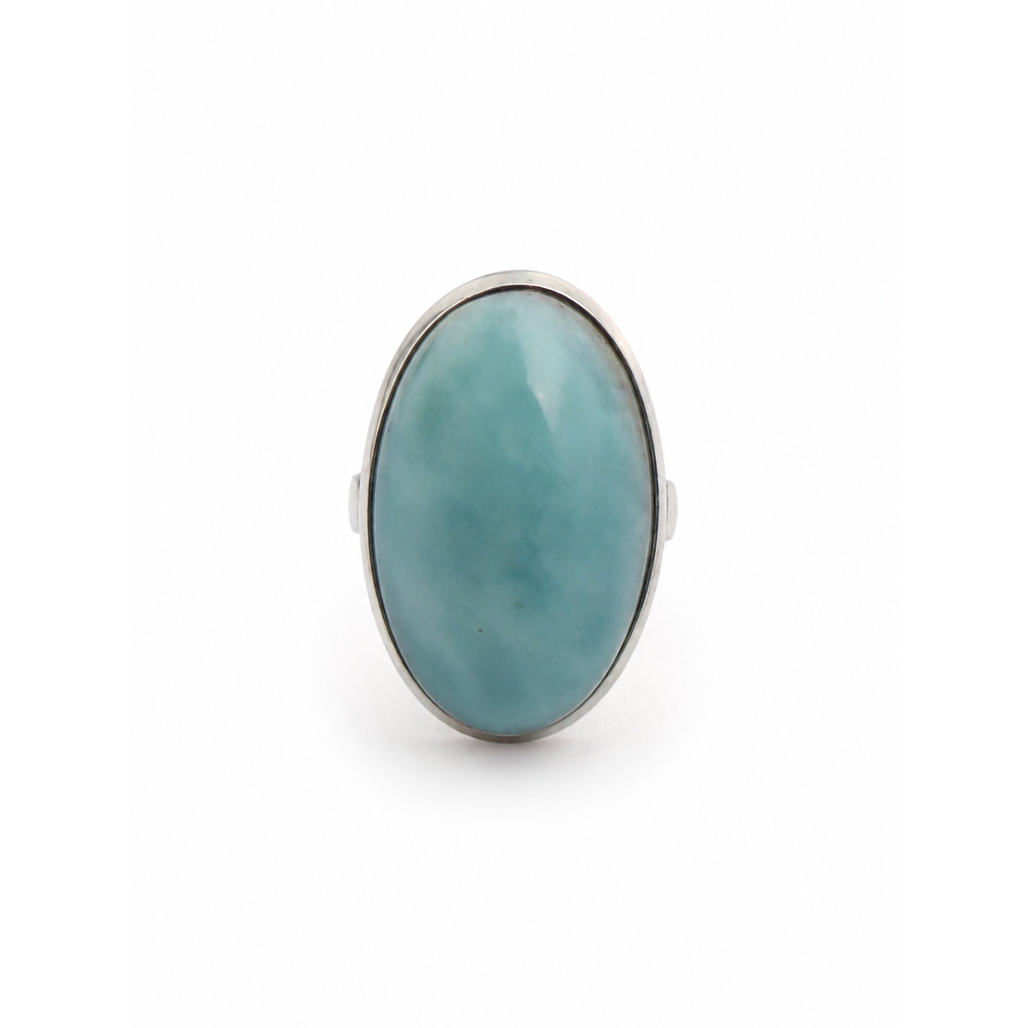 Handmade Sky Blue Larimar 925 Sterling Silver Ring #8.25