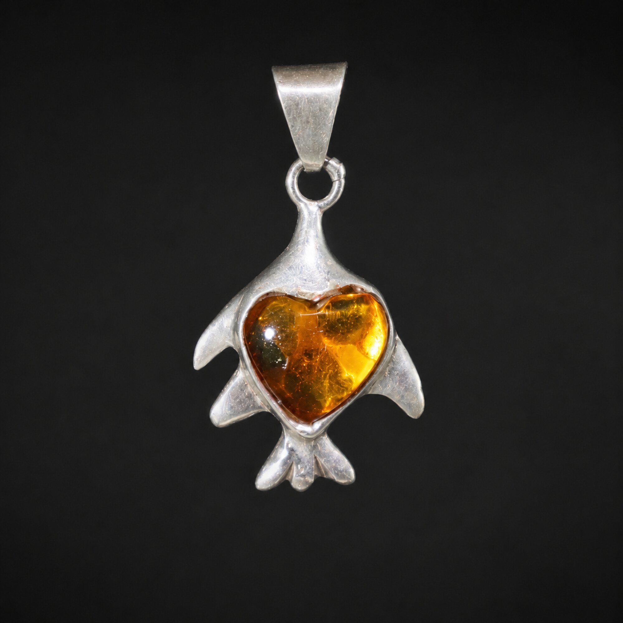 Naturally Beautiful Clear Yellow Dominican Amber 925 Sterling Silver Pendant 38mm – photo 3