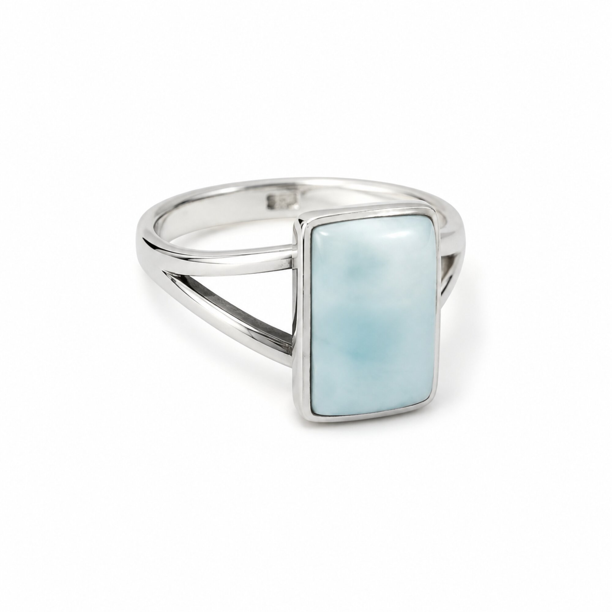 Artisan Crafted Light Blue Larimar 925 Sterling Silver Ring #6.5