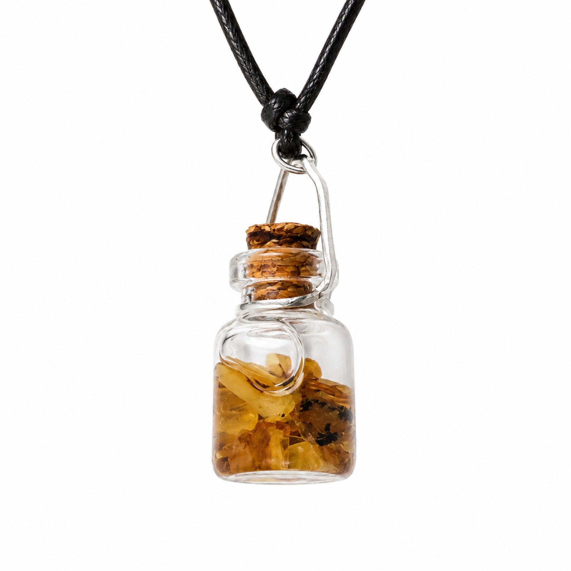 Artisan Crafted Clear Yellow Dominican Amber 925 Sterling Silver Necklace 38mm – photo 3