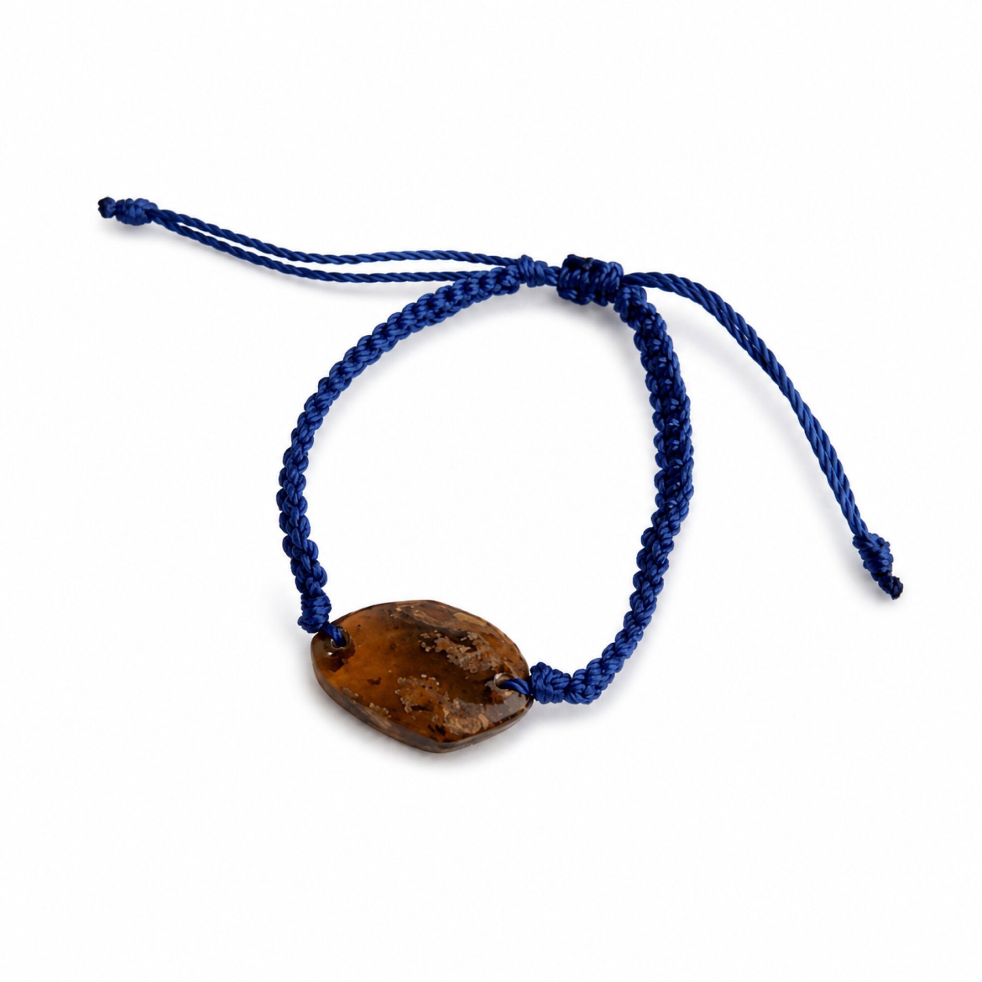 Artisan Crafted Translucent Dark Blue Dominican Amber Bracelet 21mm – photo 3