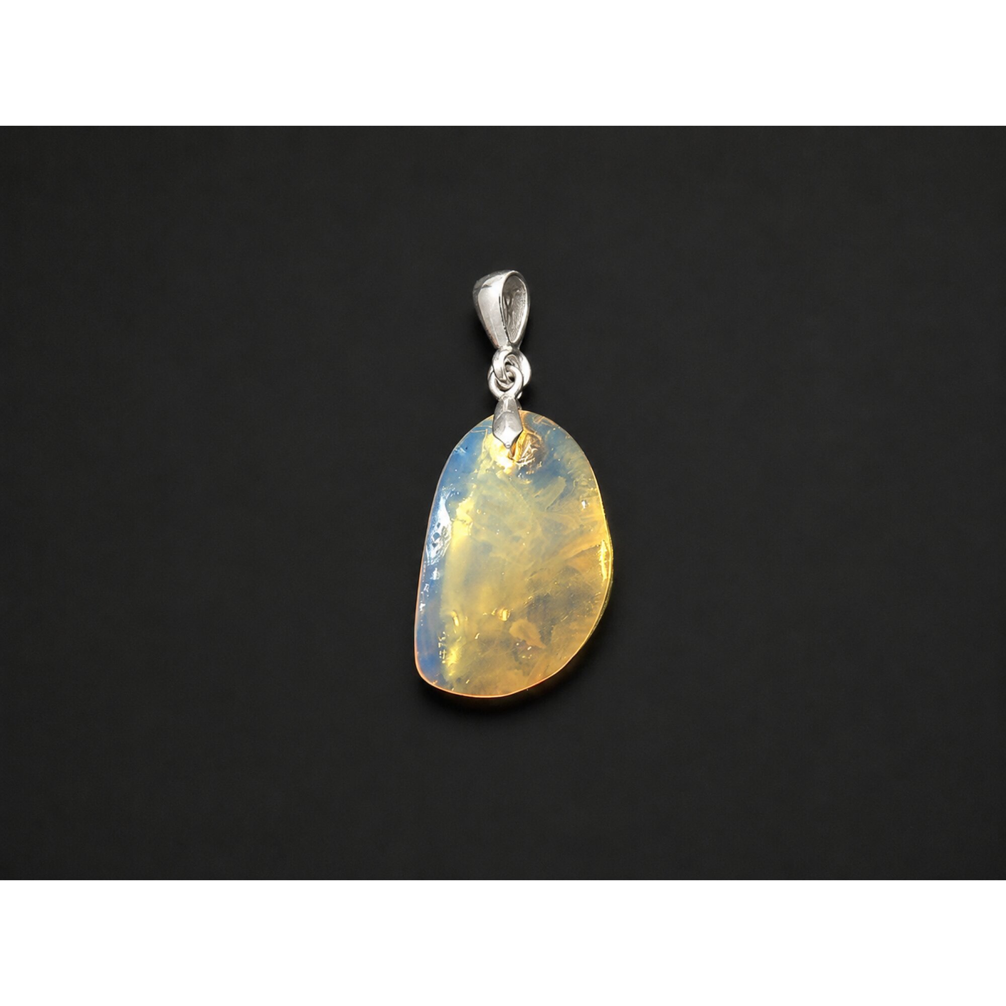 Island Crafted Clear Sky Blue Dominican Amber 925 Sterling Silver Pendant 35mm – photo 2