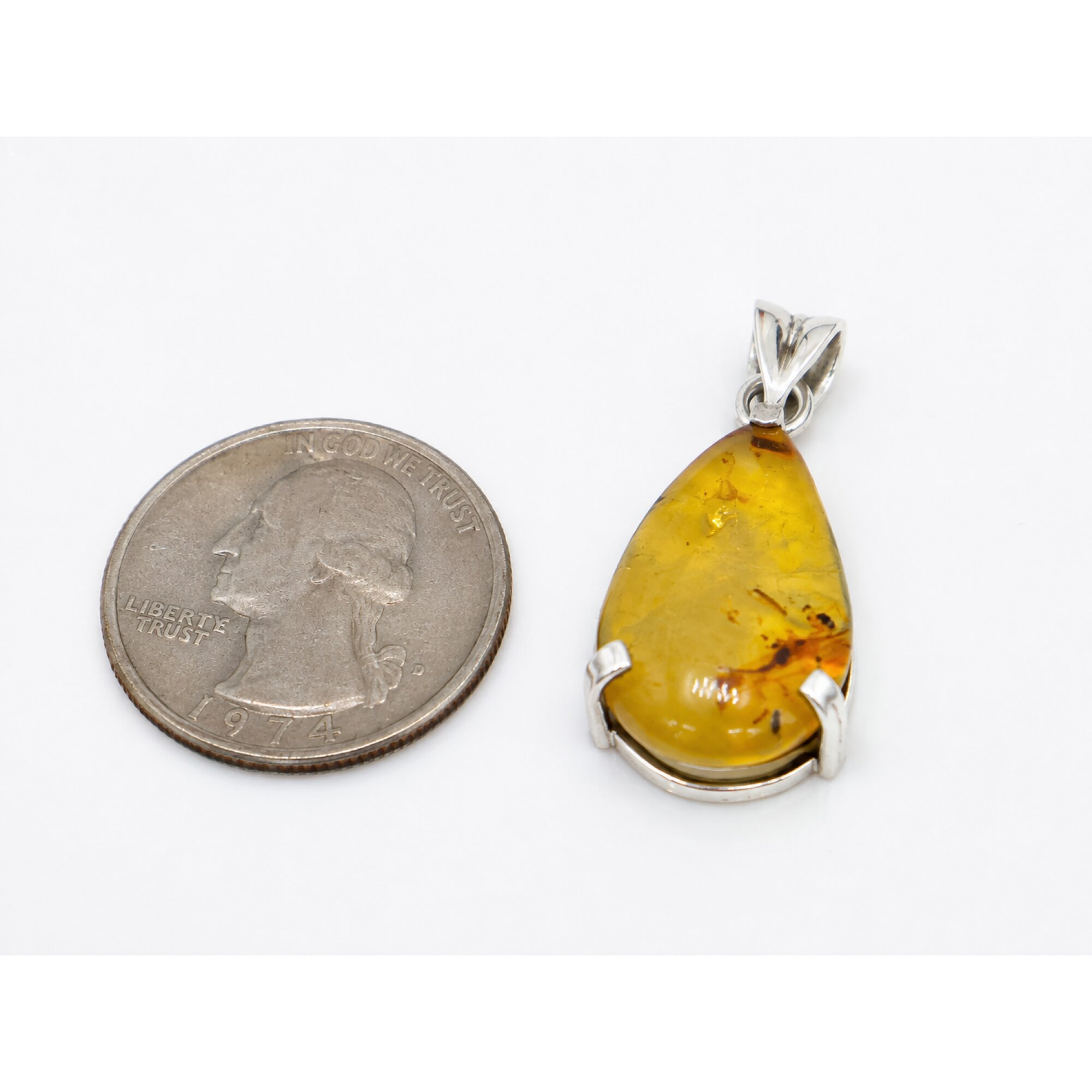 Organic Beauty Clear Ant Dominican Amber 925 Sterling Silver Pendant – photo 3
