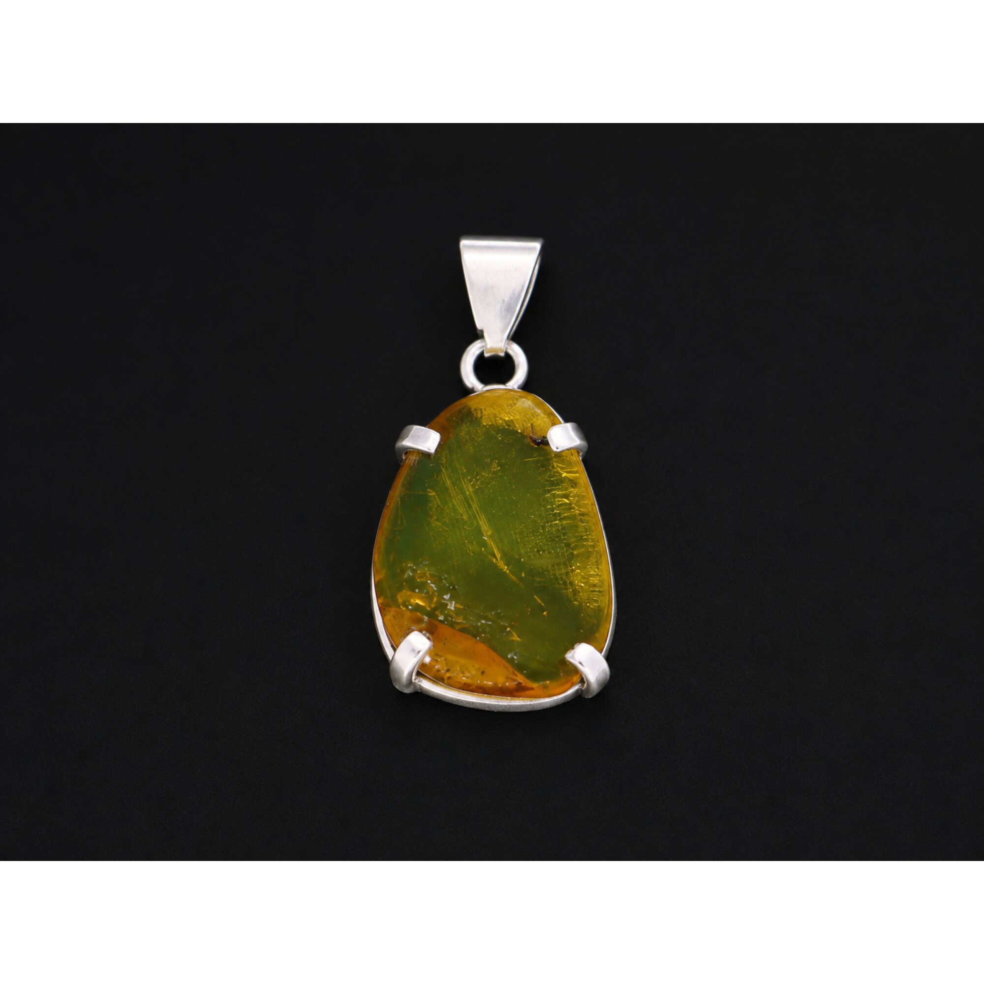 Organic Beauty Clear Small Fly Dominican Amber 925 Sterling Silver Fossil Pendant 35mm – photo 2