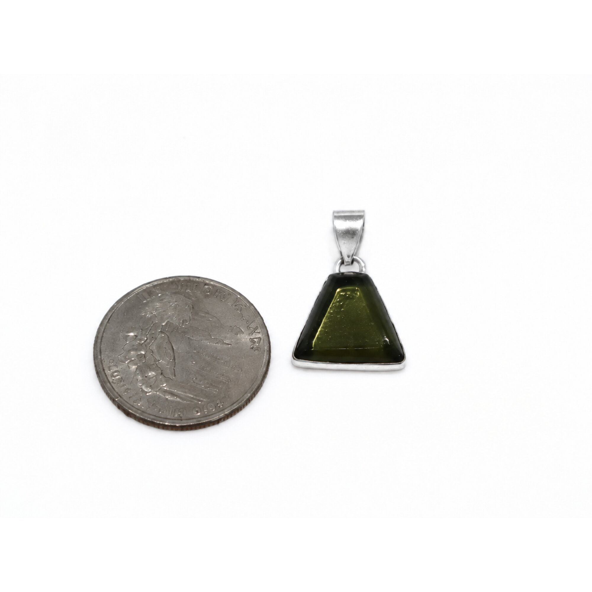 Studio Made Clear Green Blue 925 Sterling Silver Pendant 26mm – photo 3