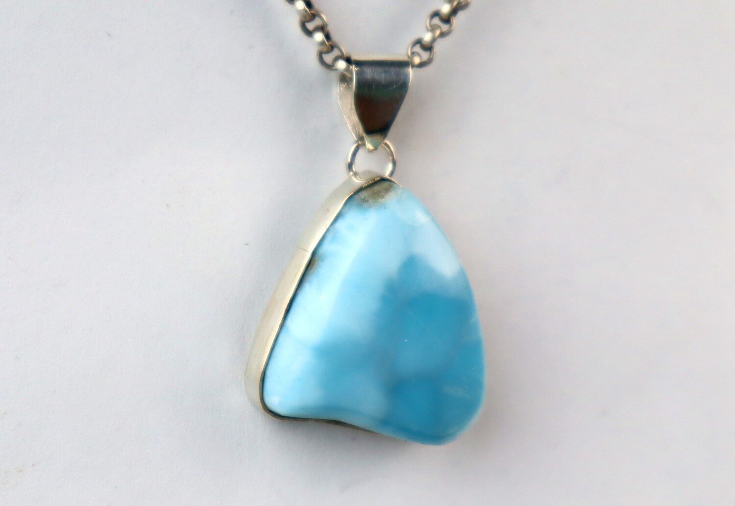 Sky Blue freeform Larimar 925 Sterling Silver Pendant 33mm – photo 7