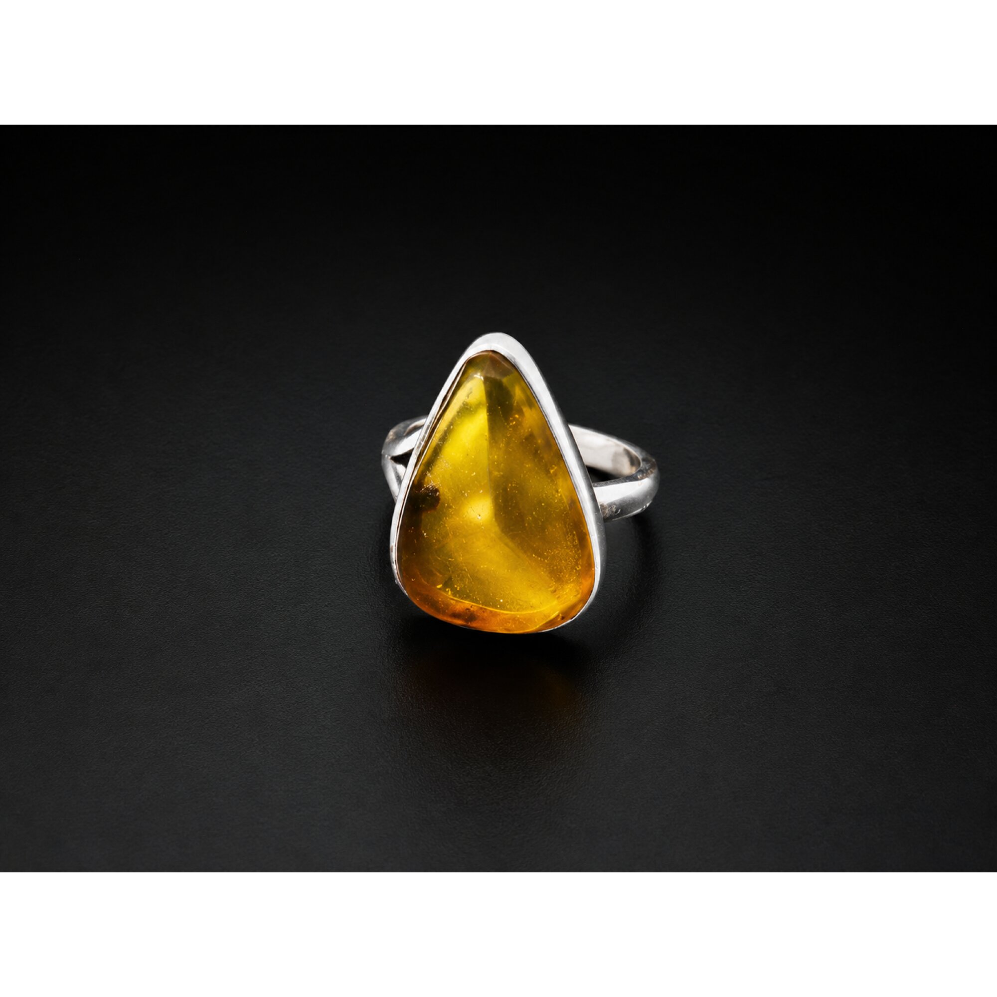 Handcrafted Clear Light Orange Dominican Amber 925 Sterling Silver Ring #5 – photo 3