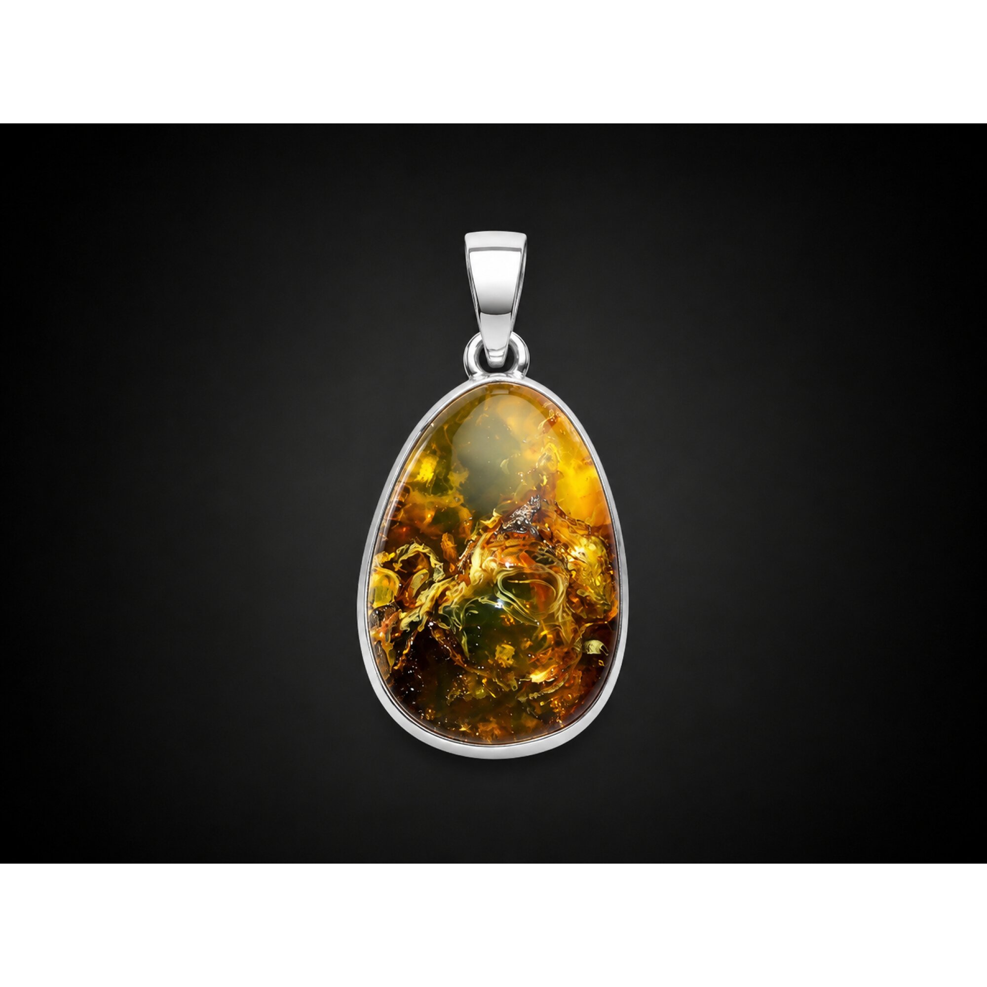 Handmade Translucent Yellow Brown 925 Sterling Silver Dominican Amber Pendant 30 – photo 2