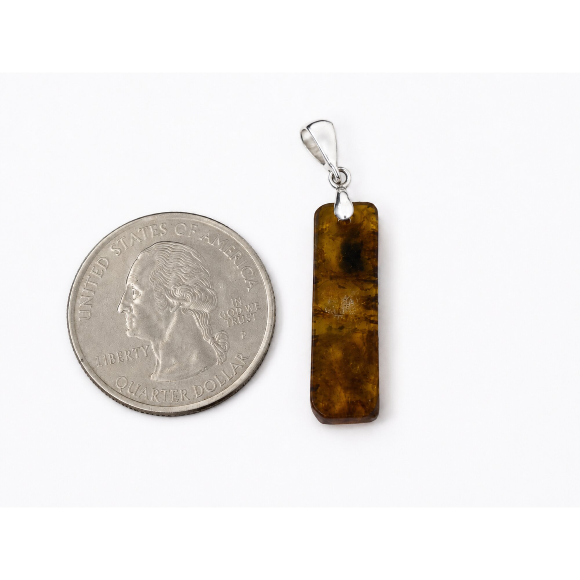 Nature-Created Translucent Brown Blue 925 Sterling Silver Dominican Amber Pendant – photo 3