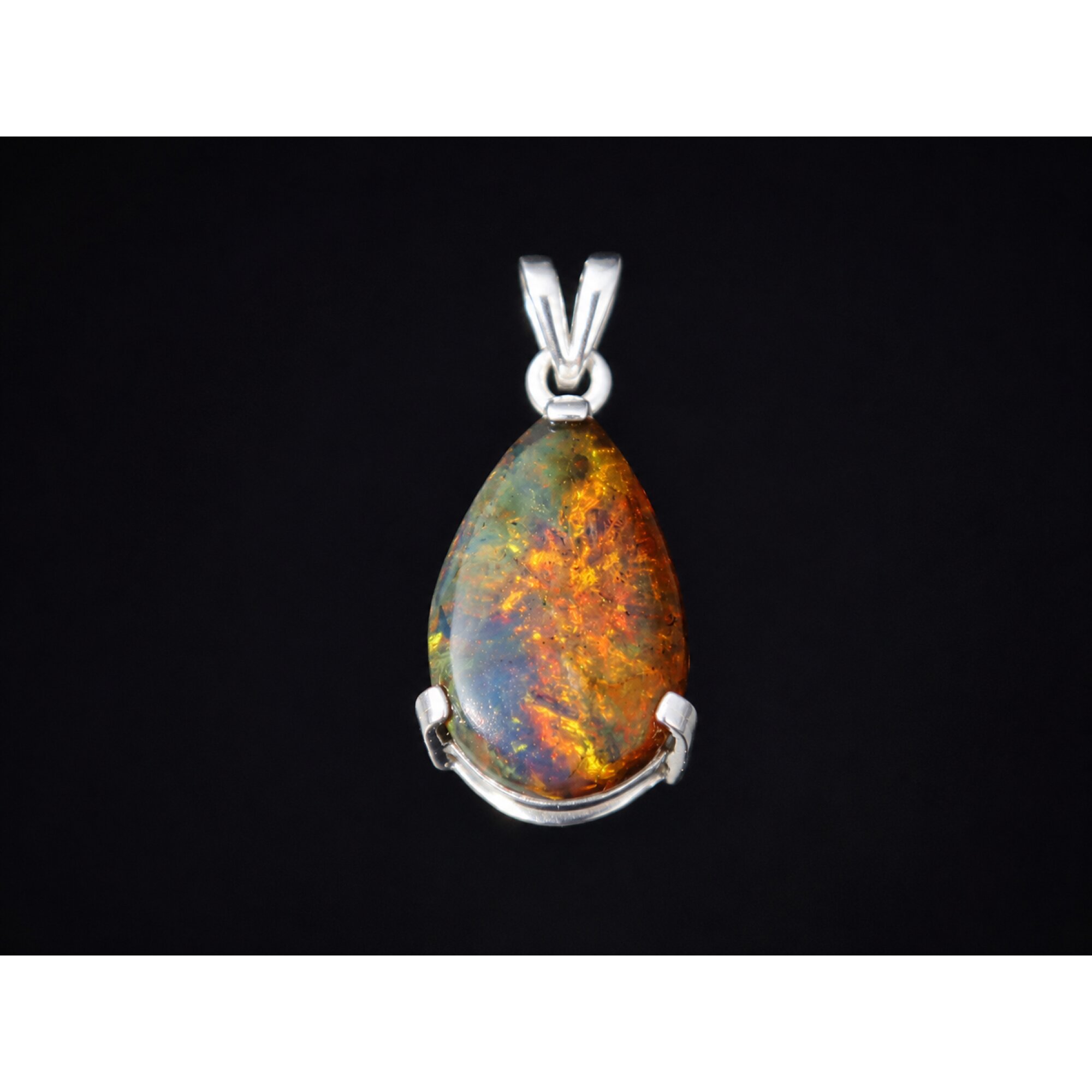 Clear autumn blue Natural Dominican Amber teardrop 925 Sterling Pendant 36 mm – photo 3