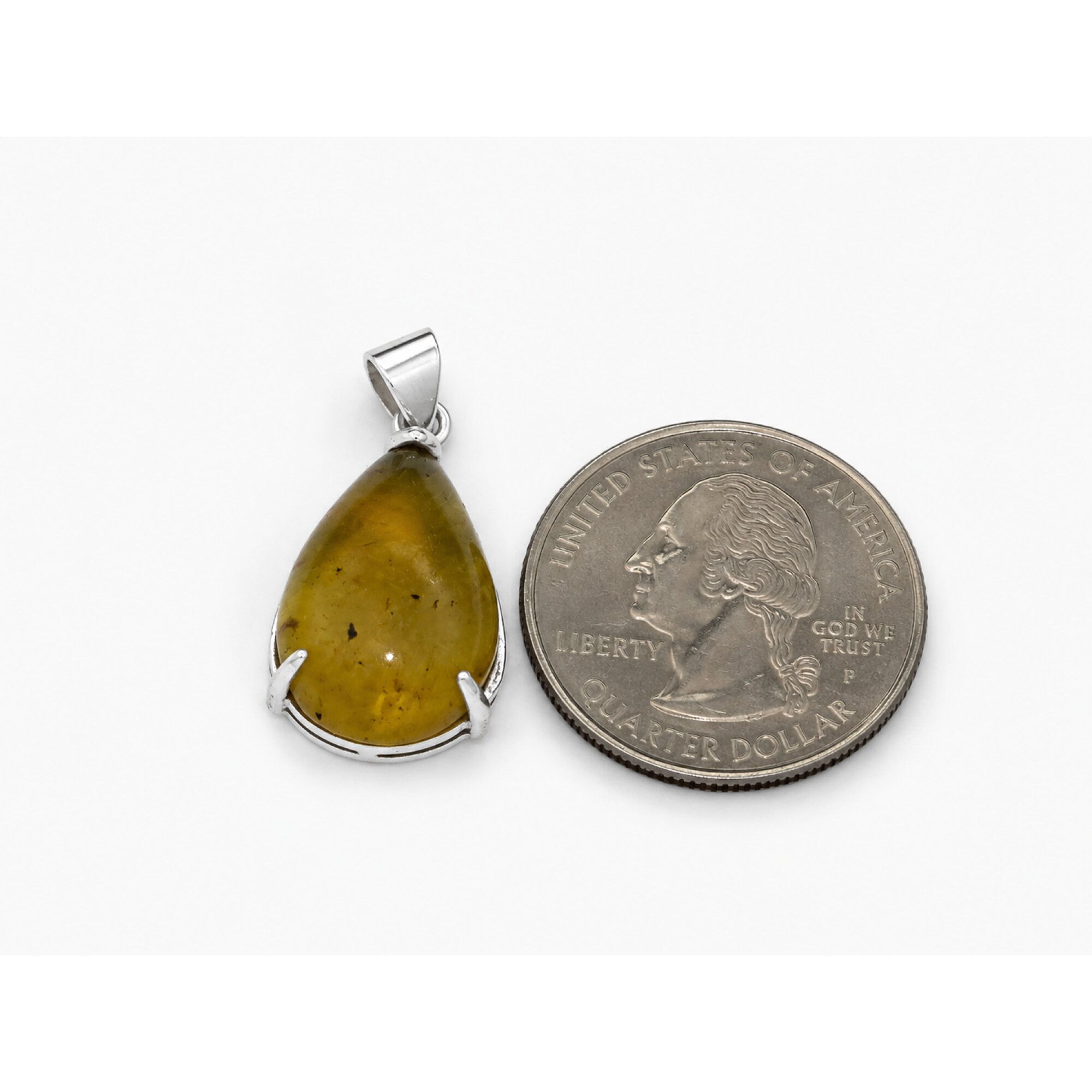 Clear yellow blue Natural Dominican Amber teardrop 925 Sterling Pendant 28 mm – photo 7
