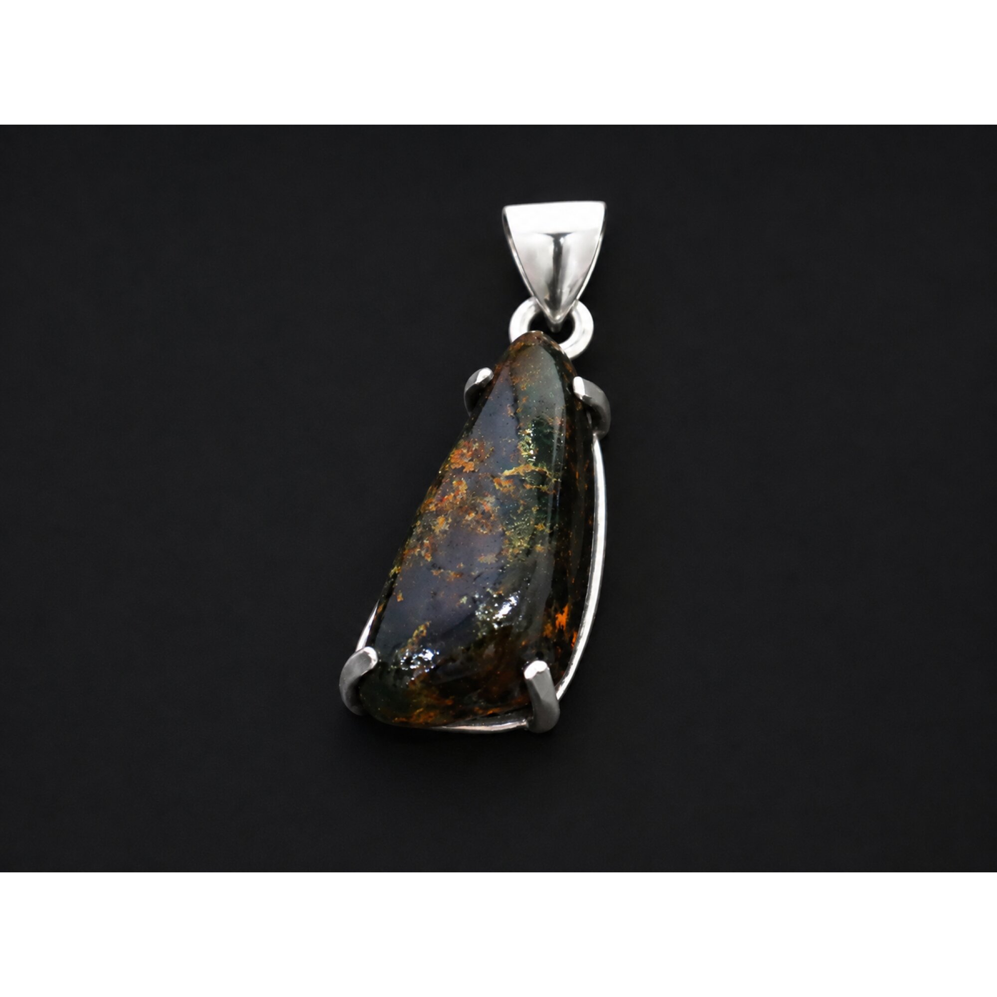 Translucent green blue Natural Dominican Amber freeform 925 Pendant 39 mm – photo 5