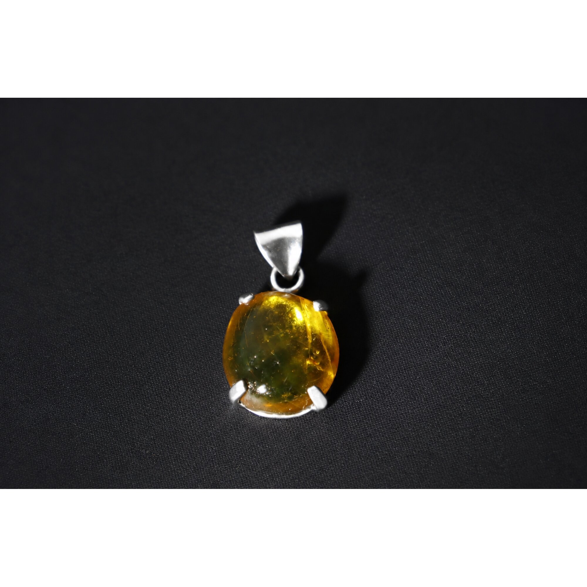 Clear yellow Natural Dominican Amber oval 925 Sterling Inclusion Specimen 16 mm – photo 5