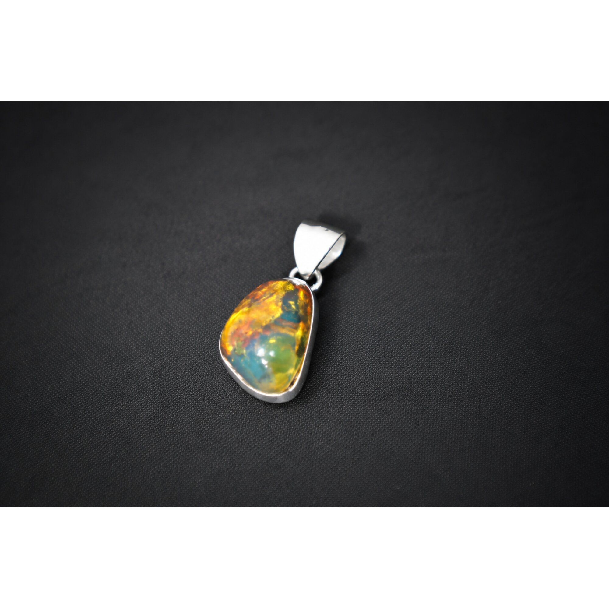 Clear cognac blue Natural Dominican Amber drop 925 Sterling Silver Pendant 25 mm – photo 3