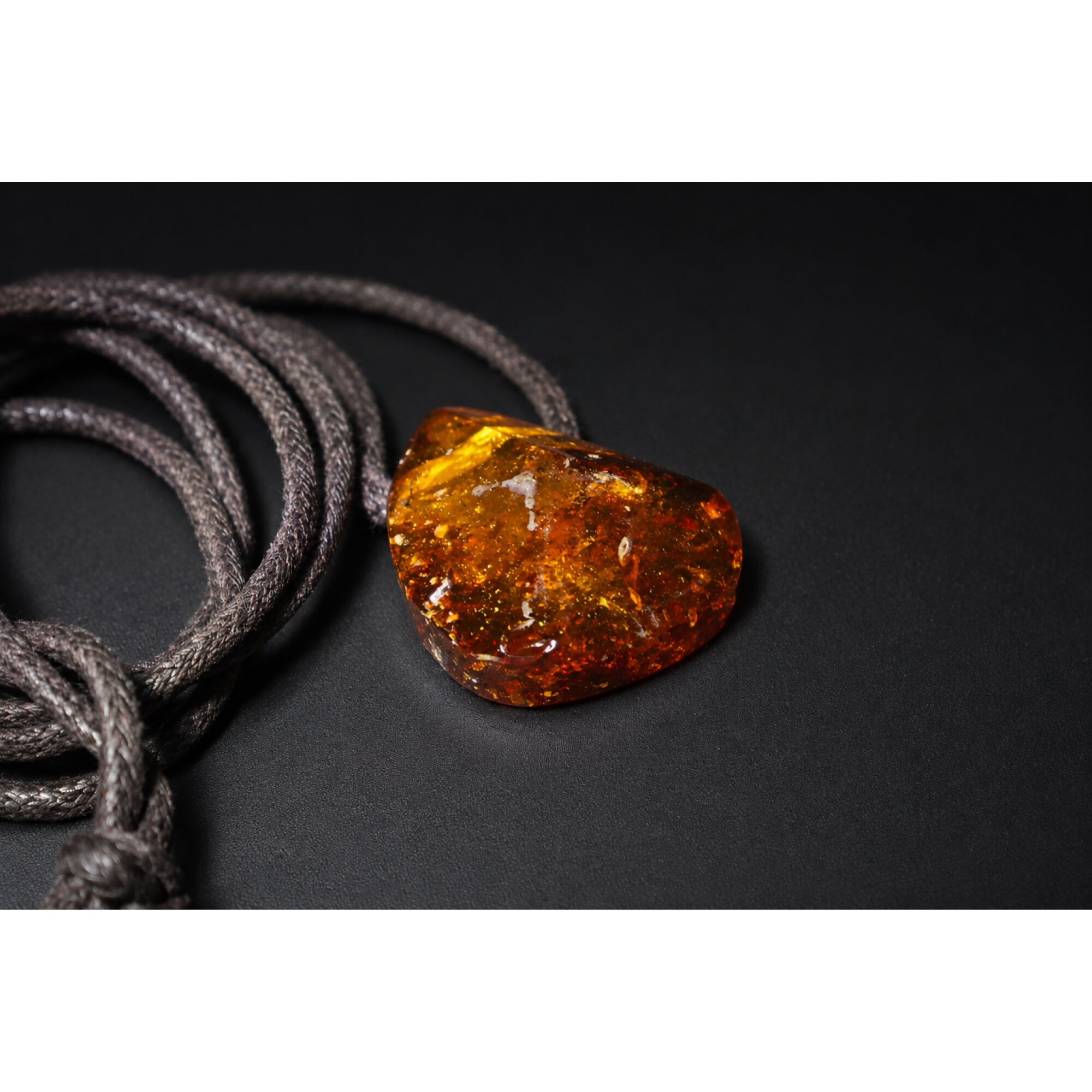 Clear orange brown Natural Dominican Amber faceted 925 Sterling Necklace 600 mm – photo 6