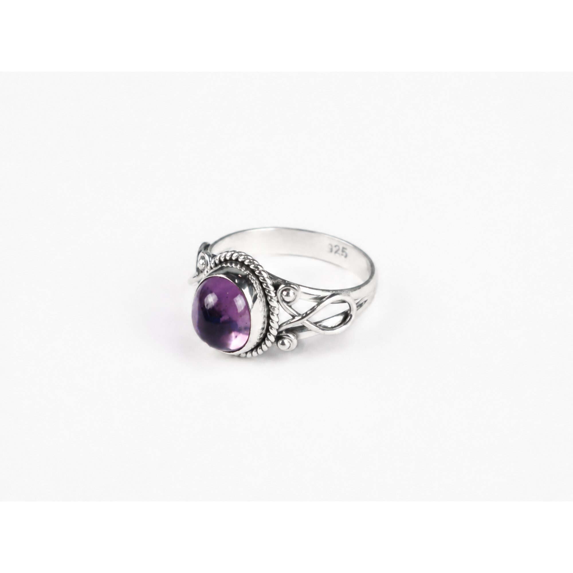Clear deep purple Natural amethyst oval 925 Sterling Silver Ring Size 6.50 – photo 3