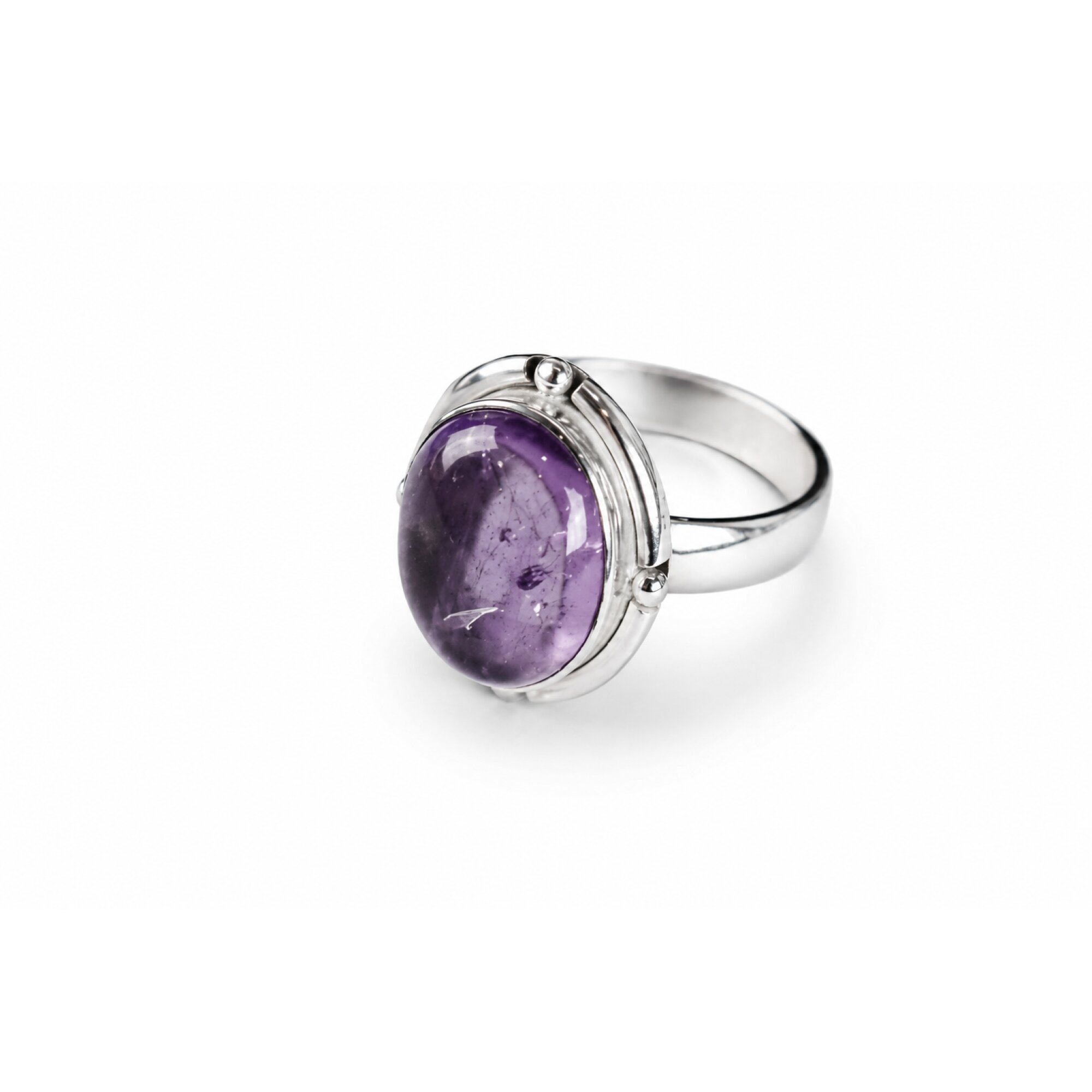Clear purple Natural amethyst oval 925 Sterling Silver Ring Size 7.00 – photo 3