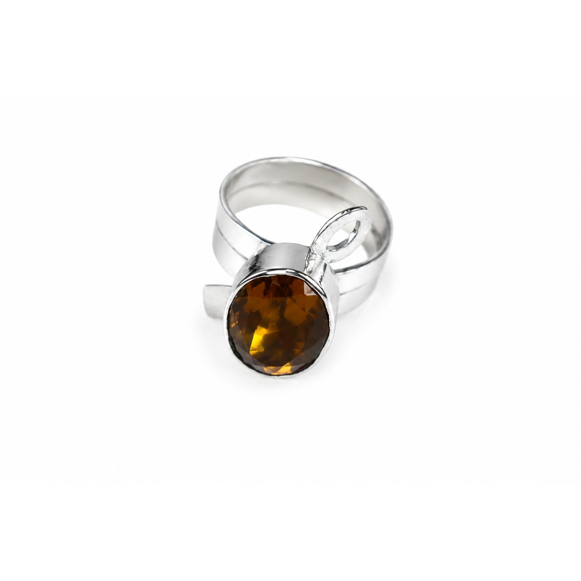 Clear yellow brown Citrine oval 925 Sterling Silver Ring Size 9.25 – photo 3