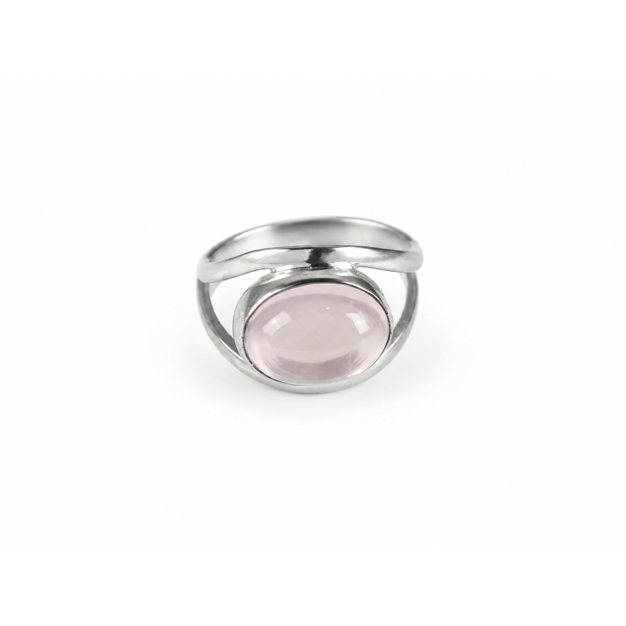 Clear pink Natural Rose Quartz rectangular 925 Sterling Silver Ring Size 9.00 – photo 4