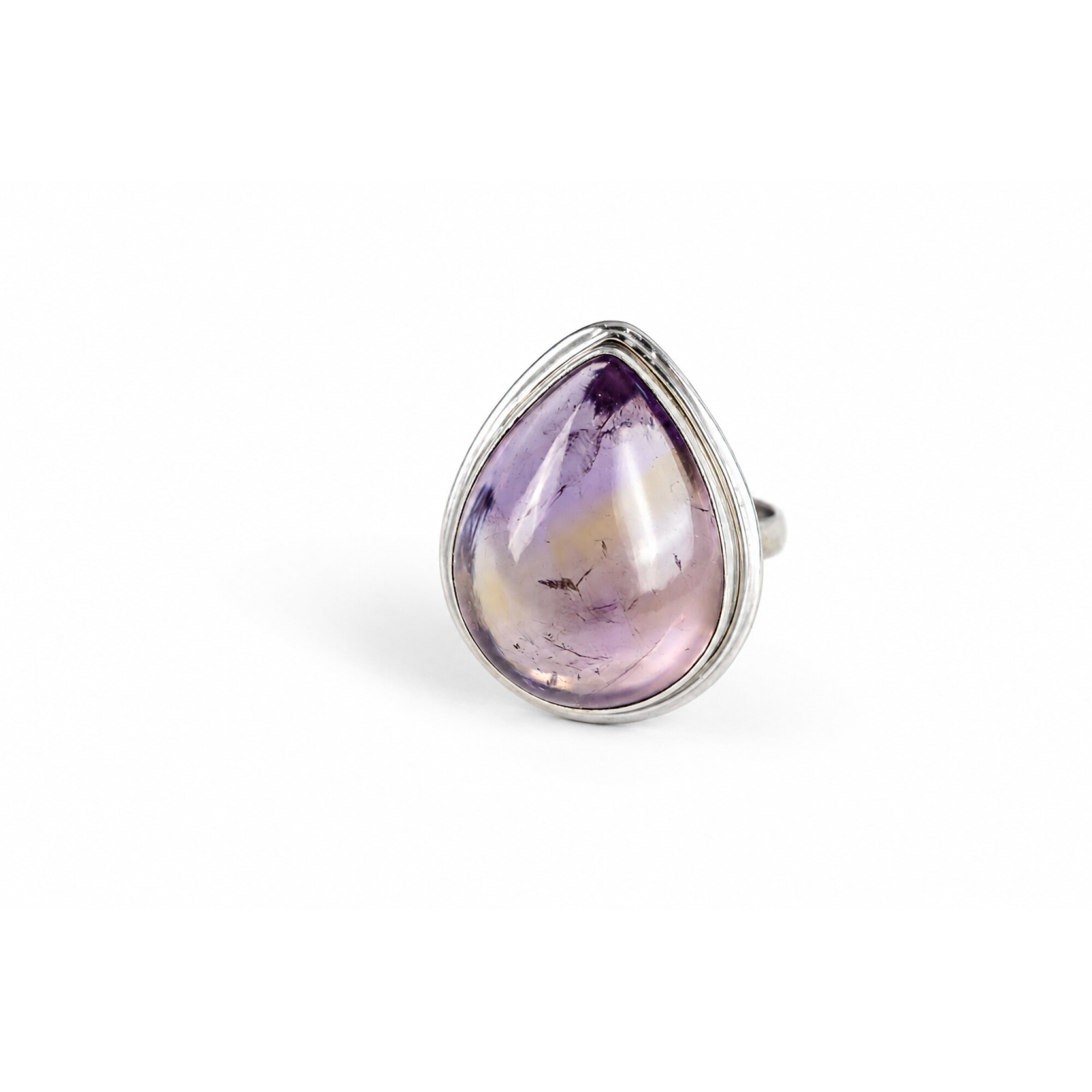 Clear purple Natural Amethyst teardrop 925 Sterling Silver Ring Size 9.00 – photo 2